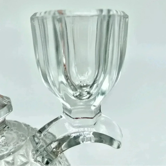 IMPERIAL - OHIO Glass Katy Lace Edge Clear Double Candle Stick Holder 4½” Tall - Picture 4 of 5